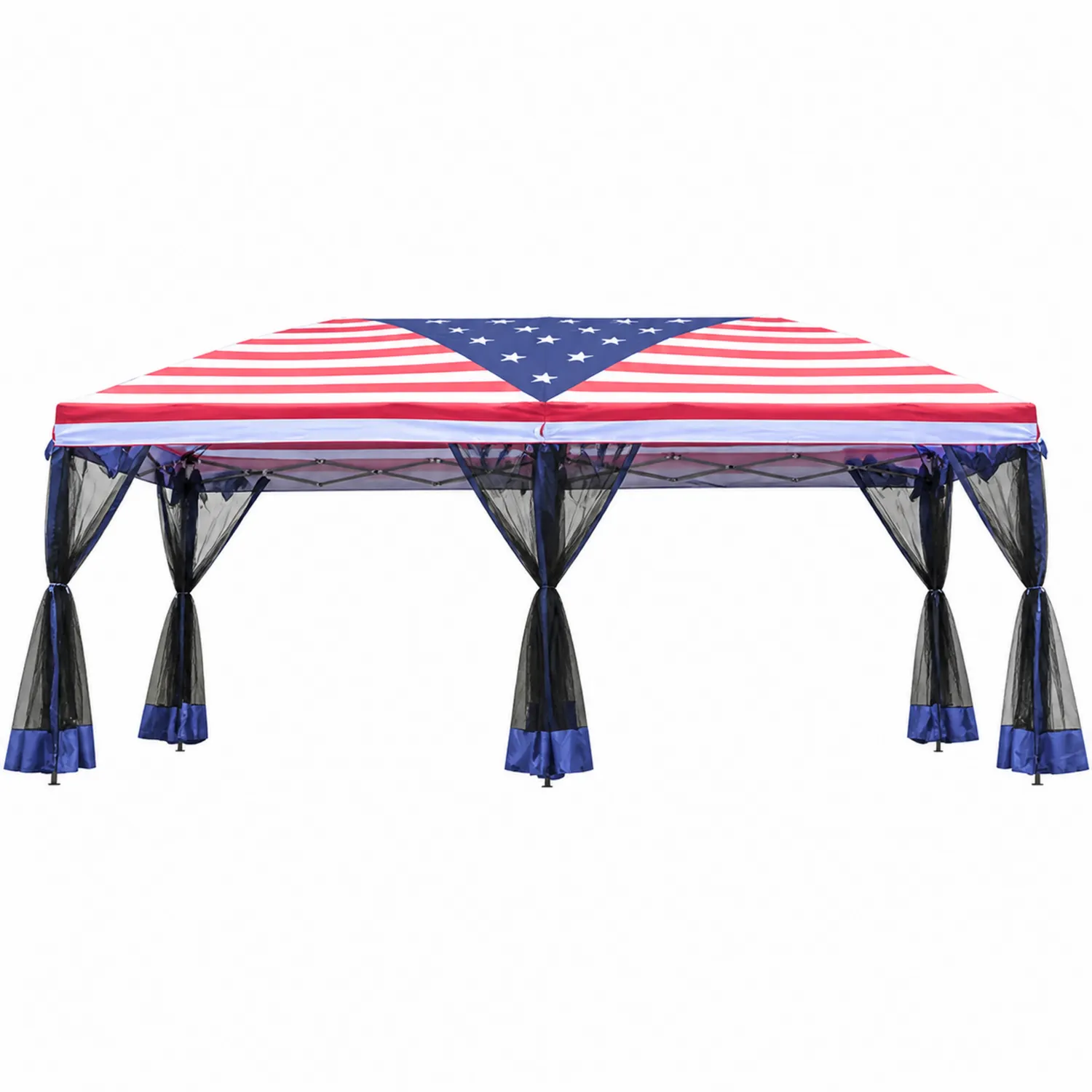 Tonnelle pliante 3x6m structure métallique polyester motif drapeau américain