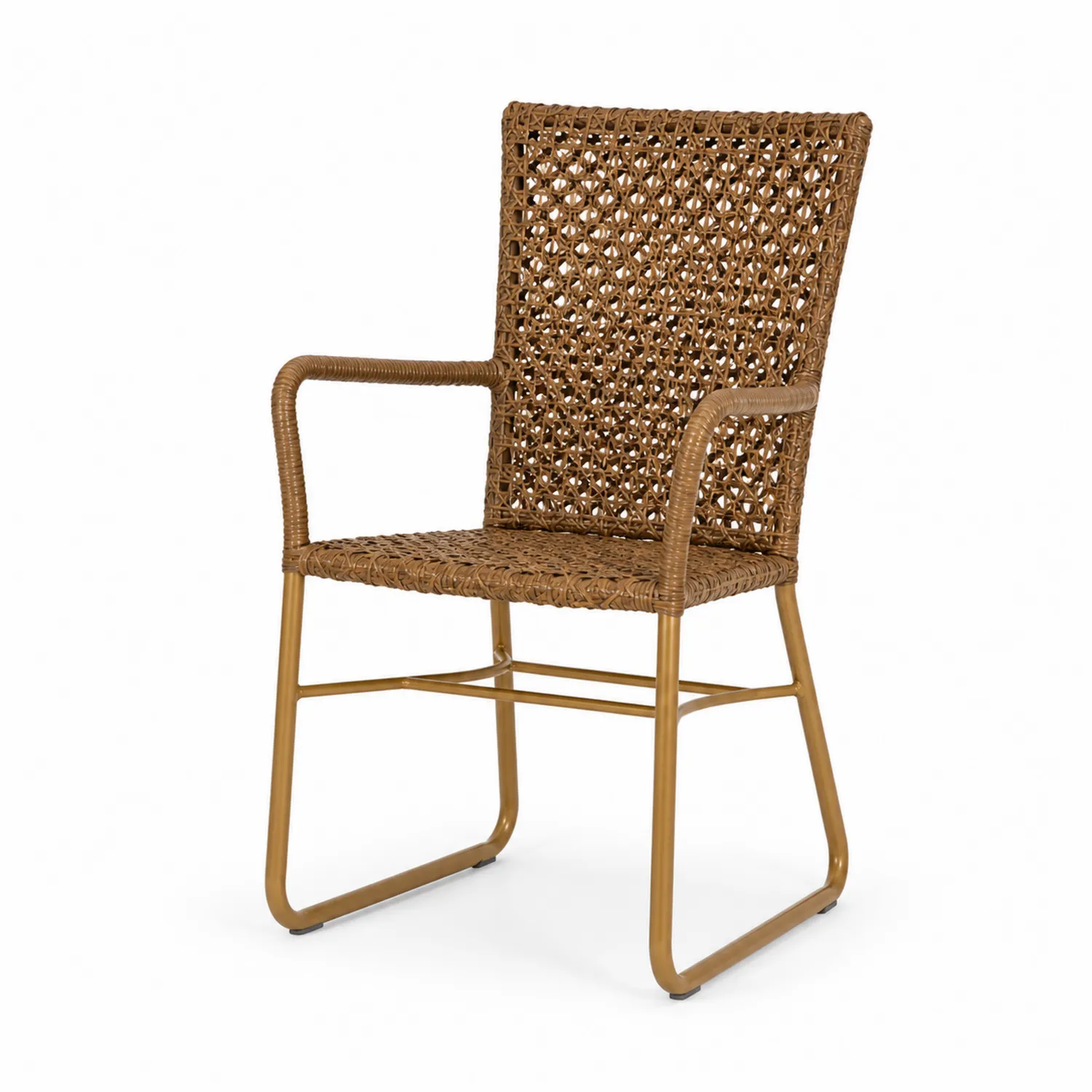Chaise en Rotin Synthétique Brun avec Cadre Métal