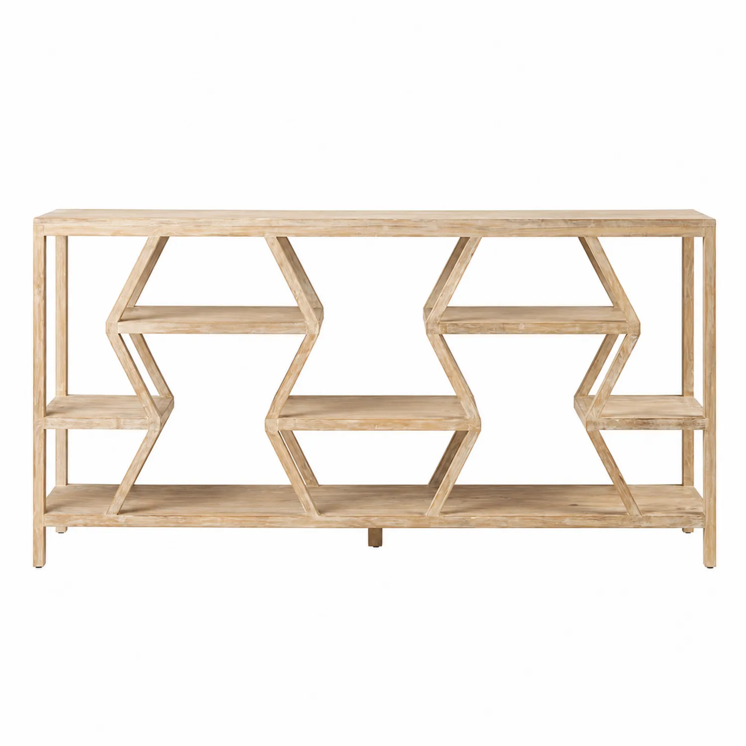 Console en bois massif marron clair à zigzag 150x35x85 cm