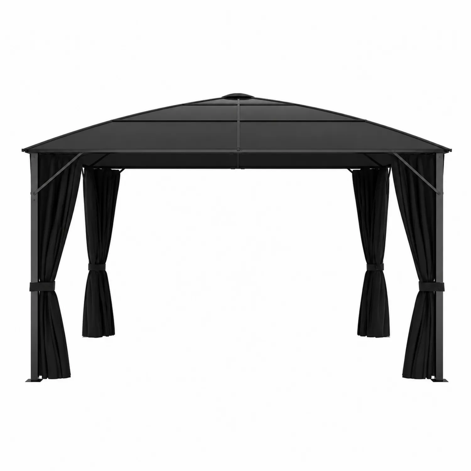 Tonnelle de Jardin 3x3m Acier avec Rideaux Polyester Noir