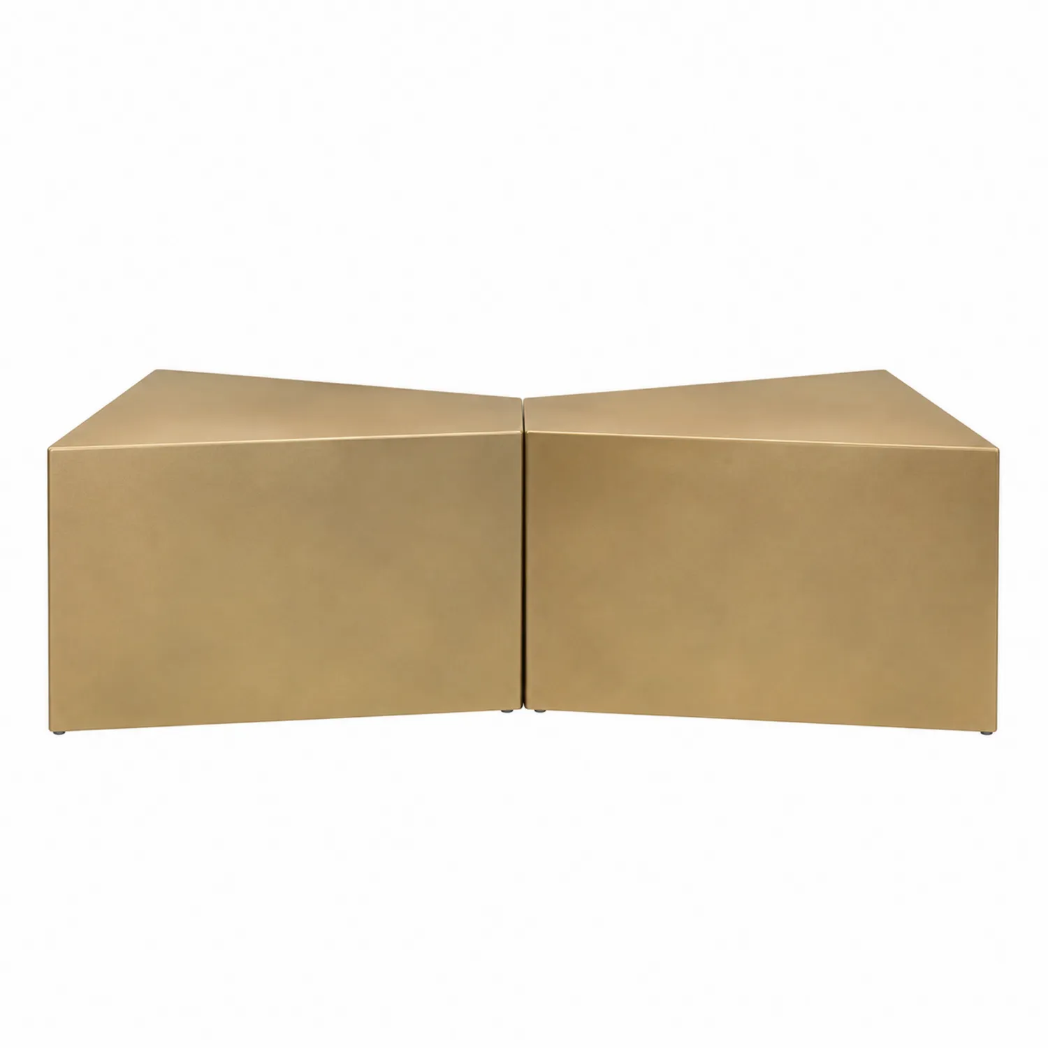 Tables basses triangulaires en métal doré ensemble de 2 pièces
