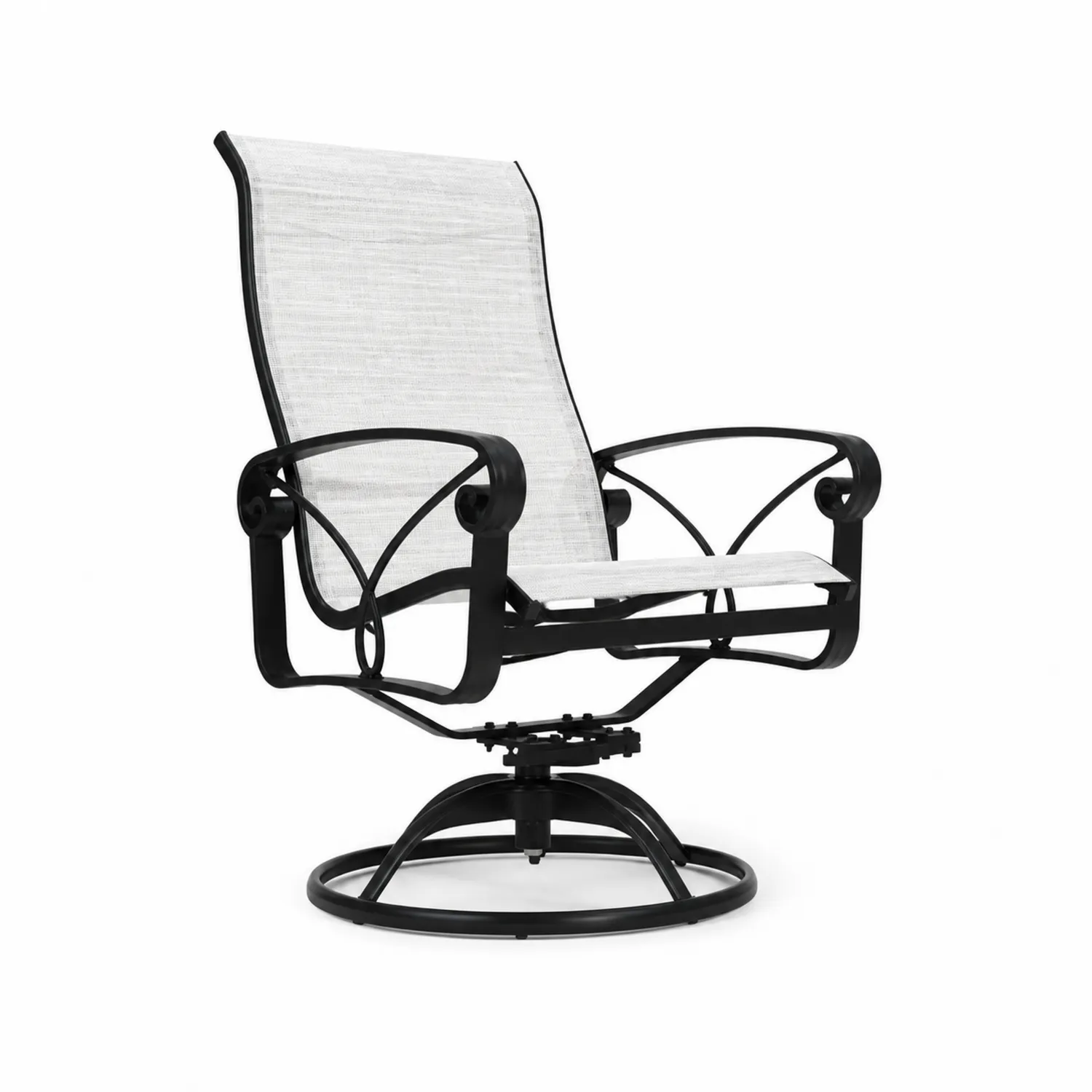 Chaise de jardin pivotante en métal avec siège en polyester blanc/noir