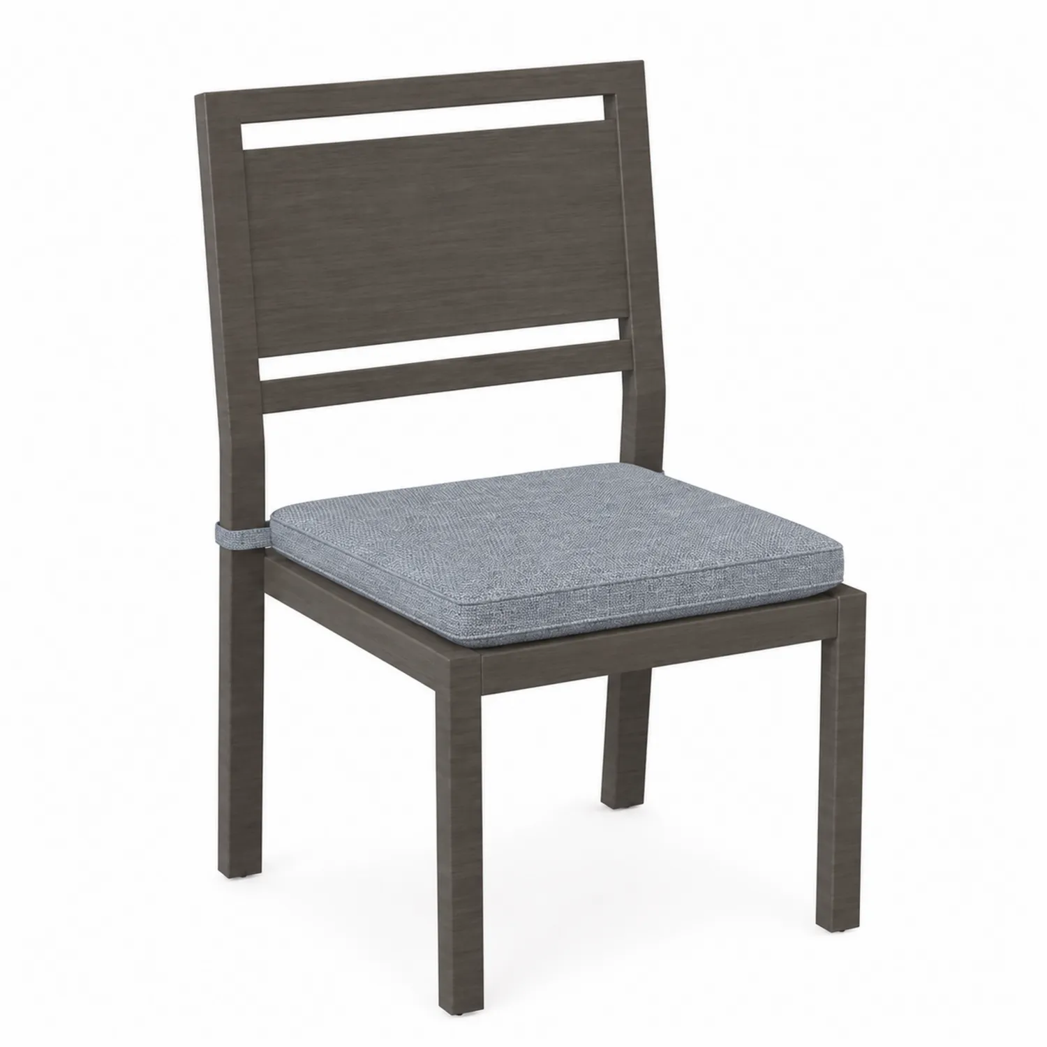Chaise d'extérieur en bois avec coussin en polyester gris