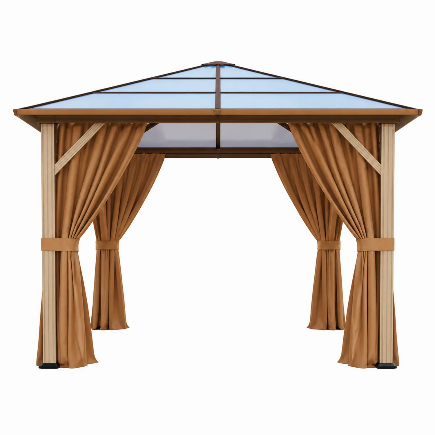 Pavillon de Jardin en Aluminium avec Toit en Polycarbonate Marron Beige