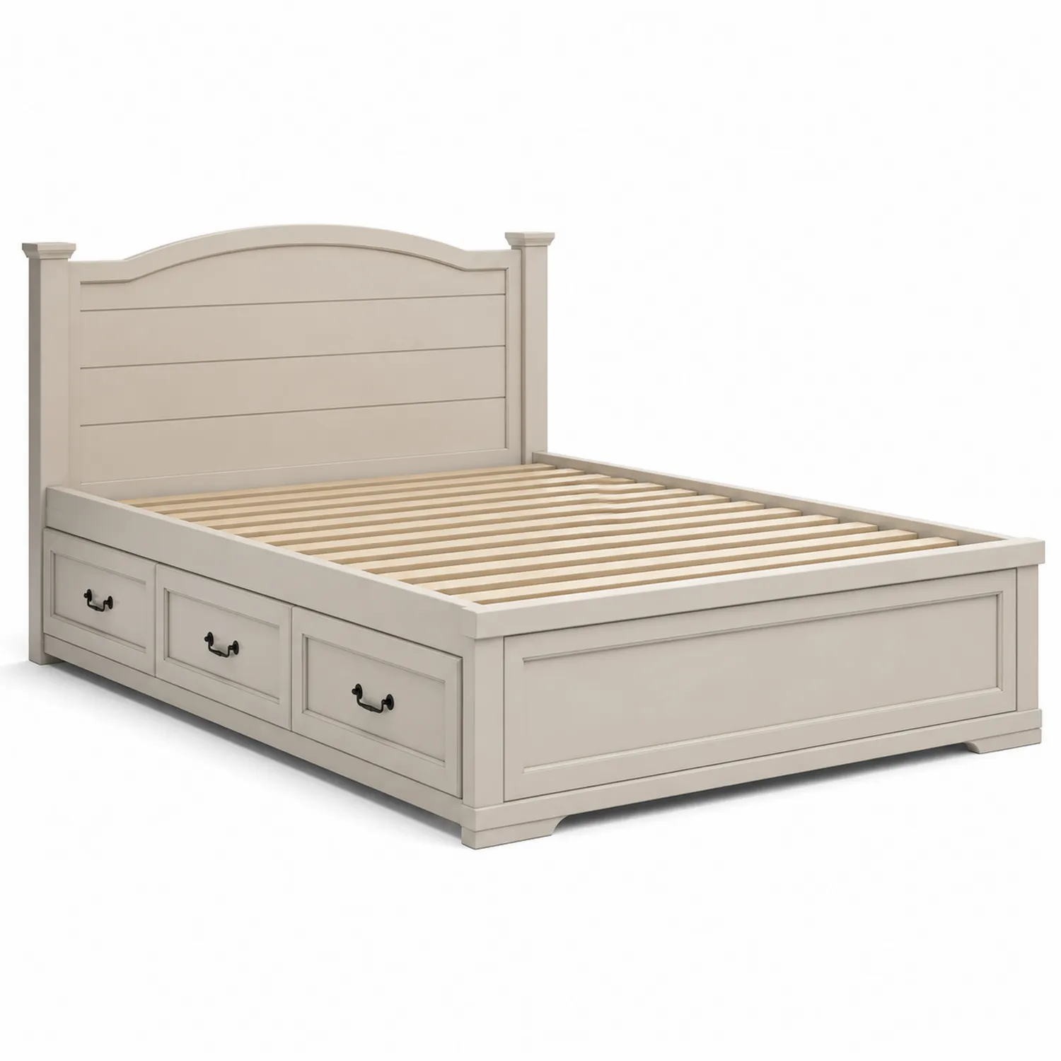 Lit en bois avec tiroirs 200x160 cm Beige