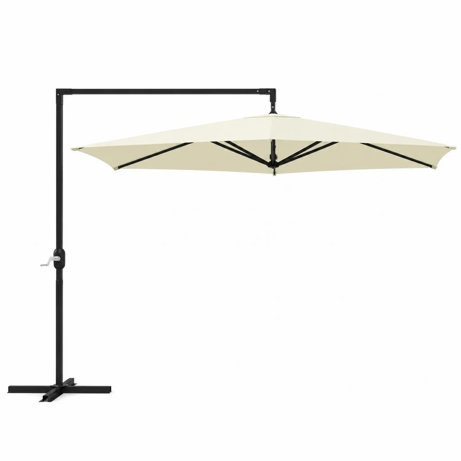 Parasol d'extérieur à bras latéral en aluminium et polyester beige