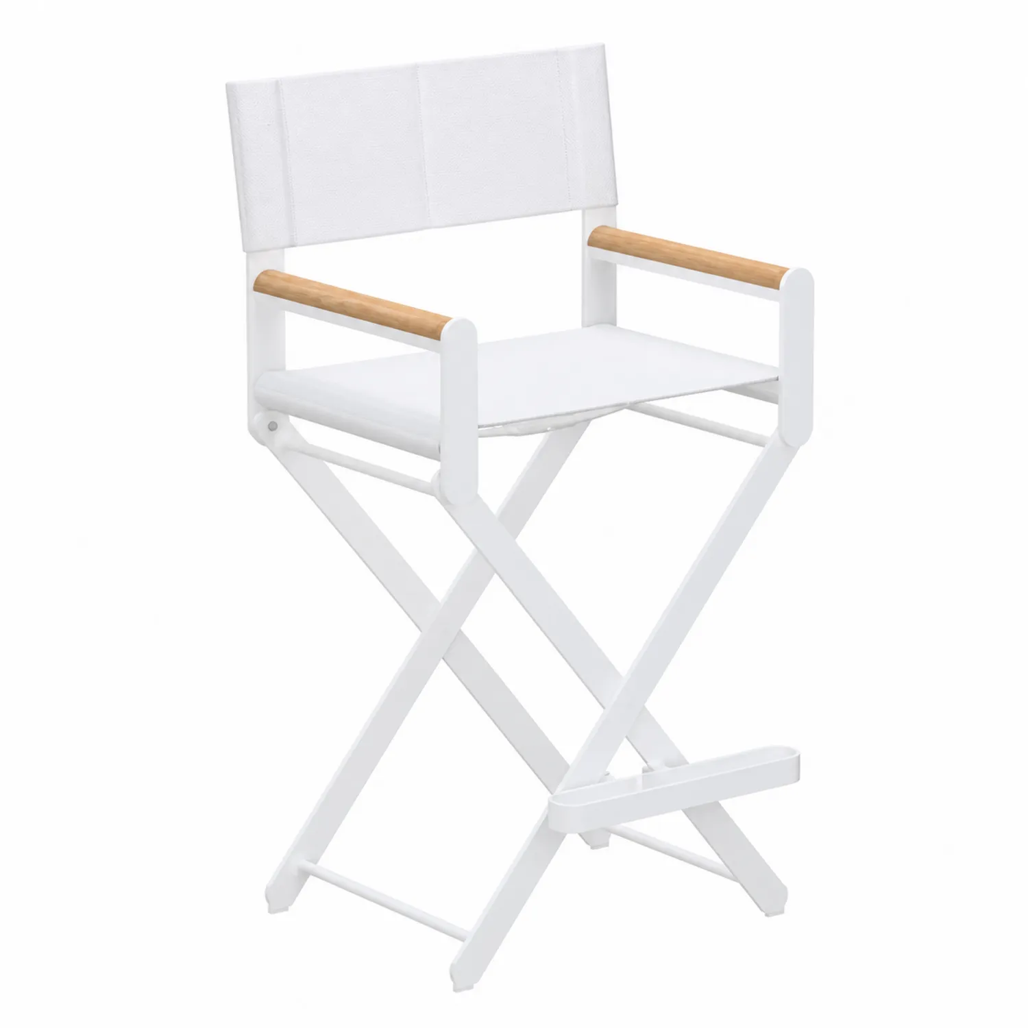 Chaise pliante d'extérieur blanche en aluminium et bois