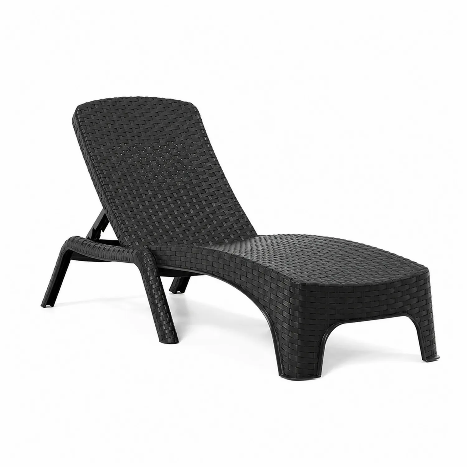 Chaise longue en polypropylène tressé noir