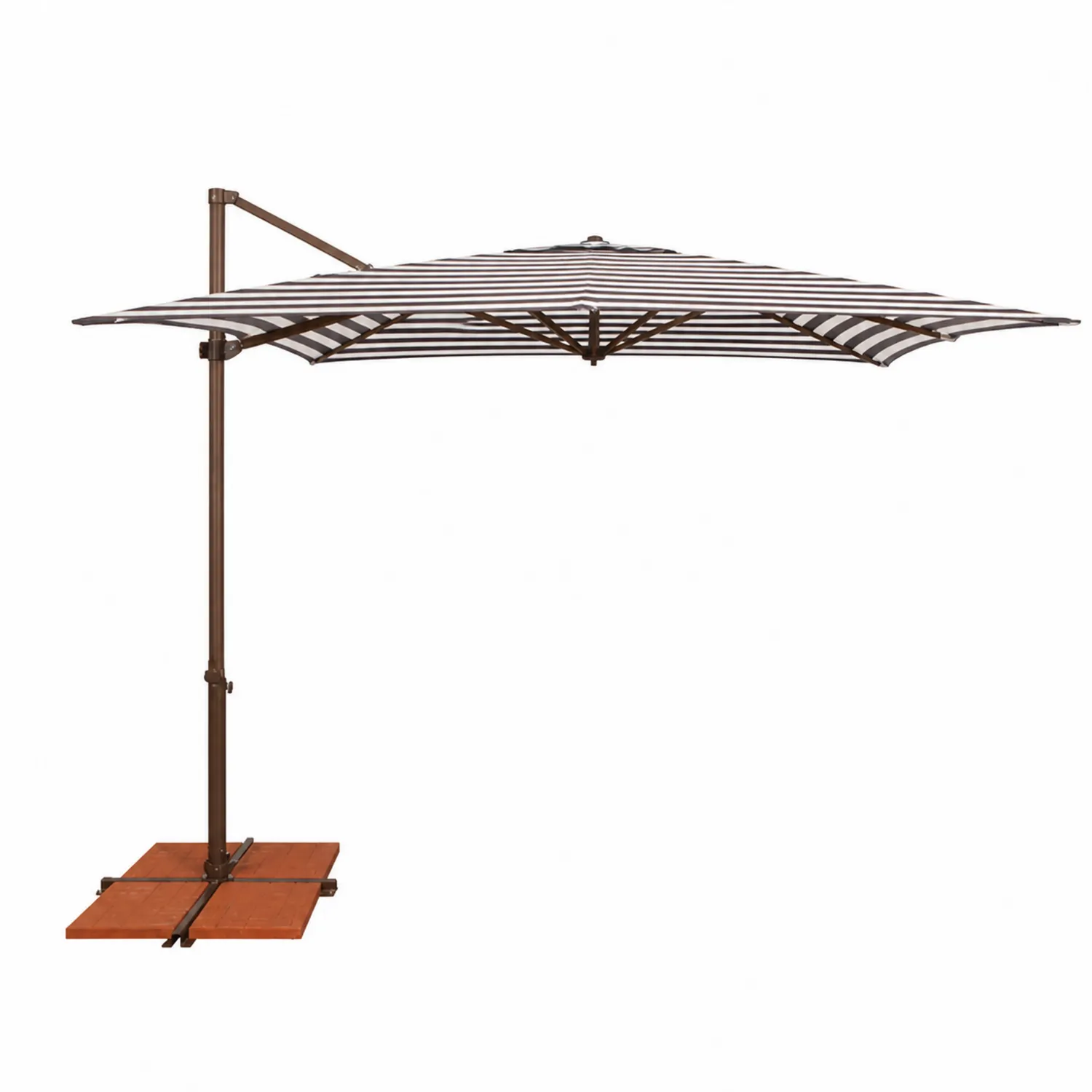 Parasol déporté polyester rayé aluminium 300cm x 200cm