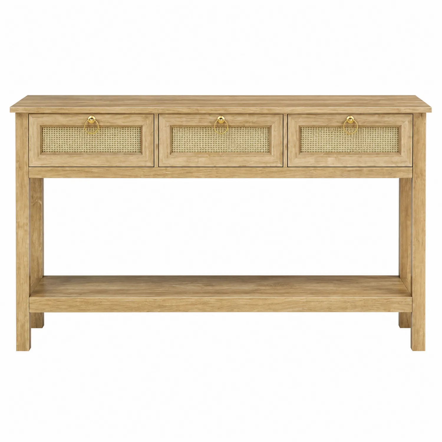 Console en Bois avec Tiroirs en Rotin 120x30x80 cm