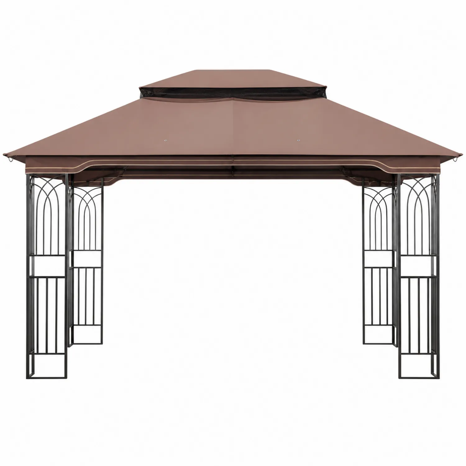 Pavillon de Jardin en Métal avec Toit en Polyester Brun