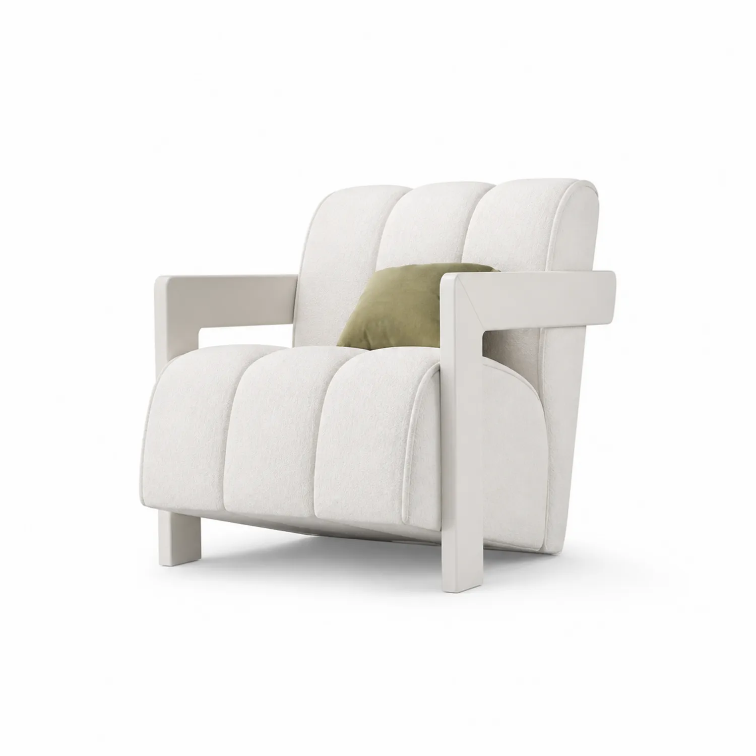 Fauteuil en tissu avec accoudoirs en bois