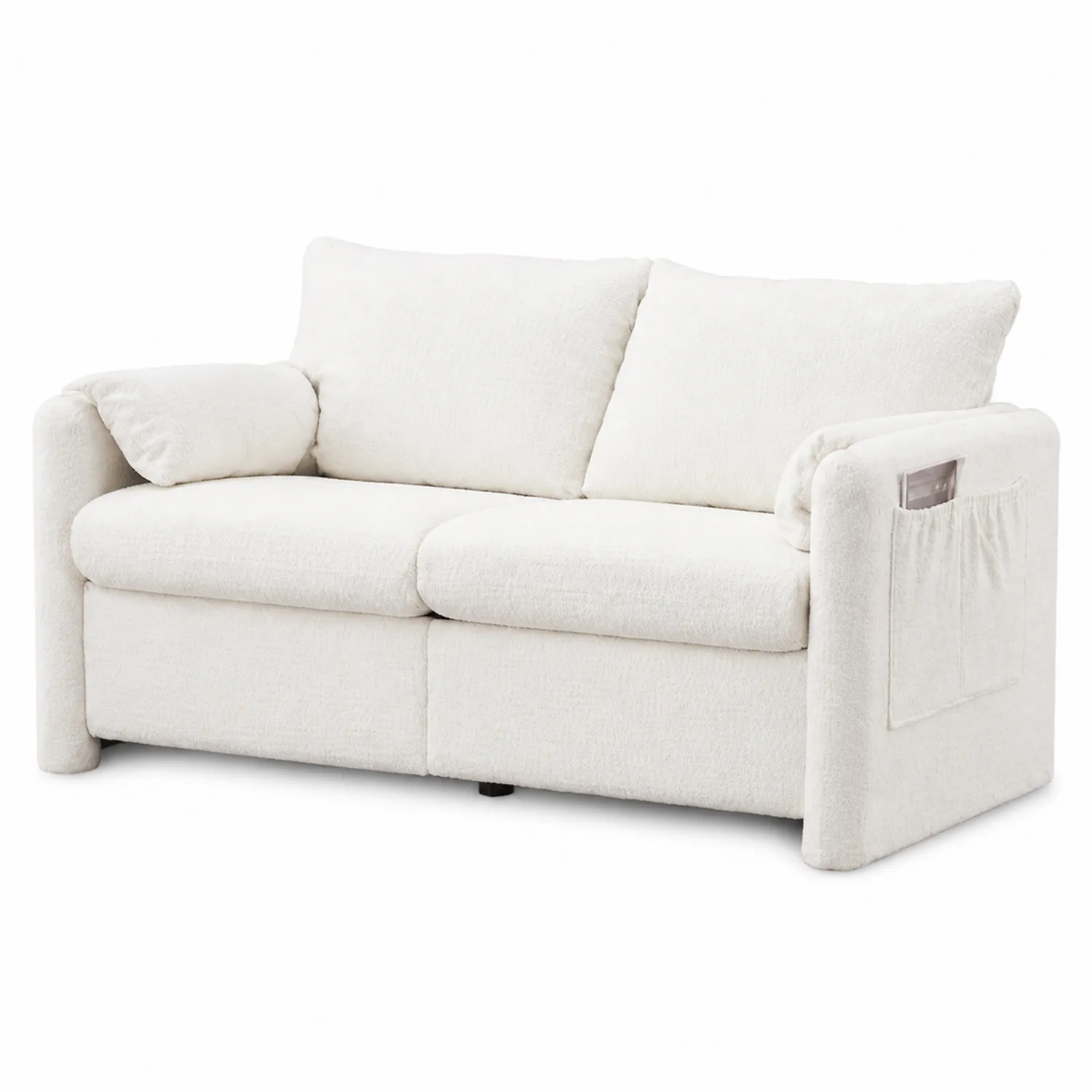 Canapé 2 places en tissu polyester blanc