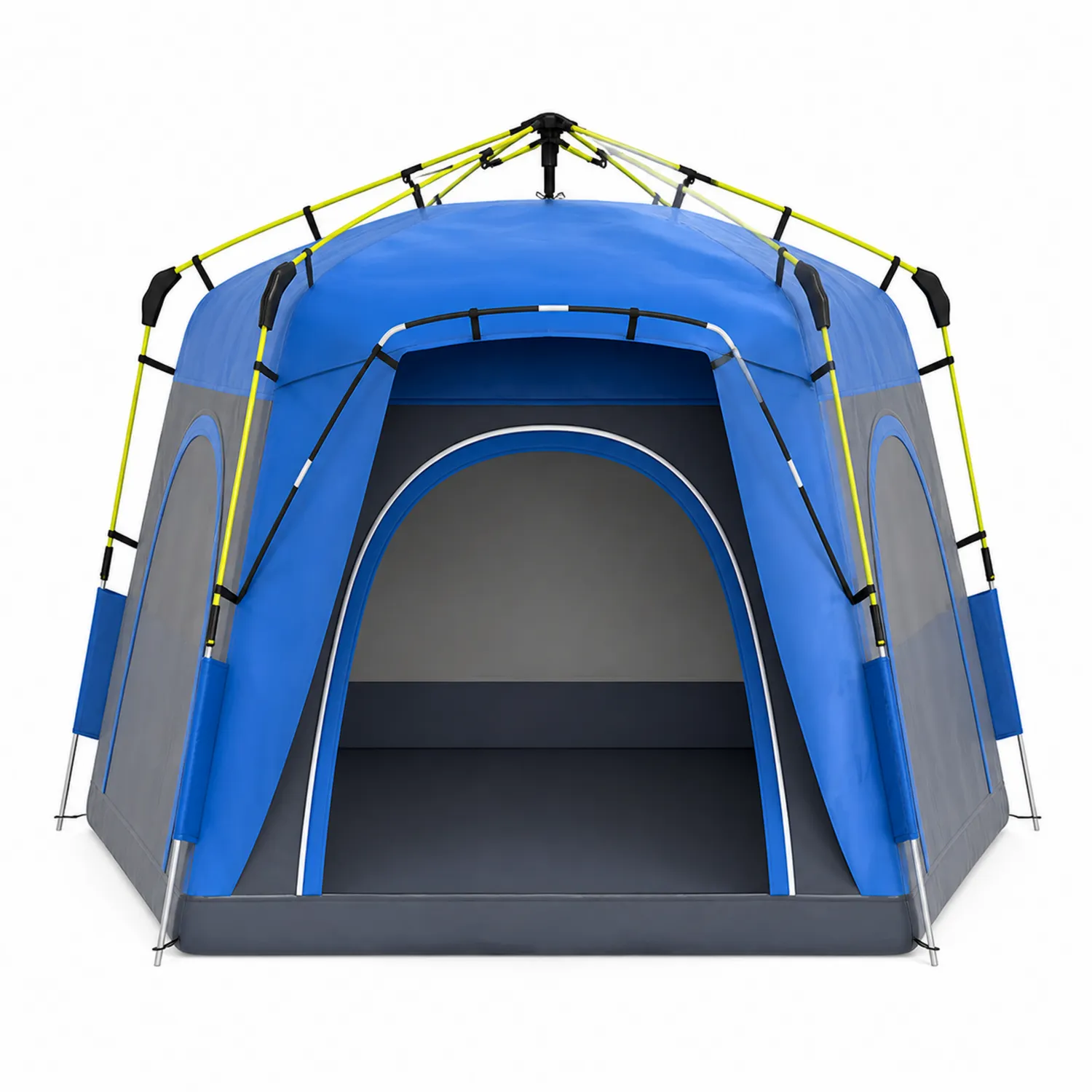 Tente de Camping Rectangulaire en Polyester Bleu et Gris 300x200x150 cm