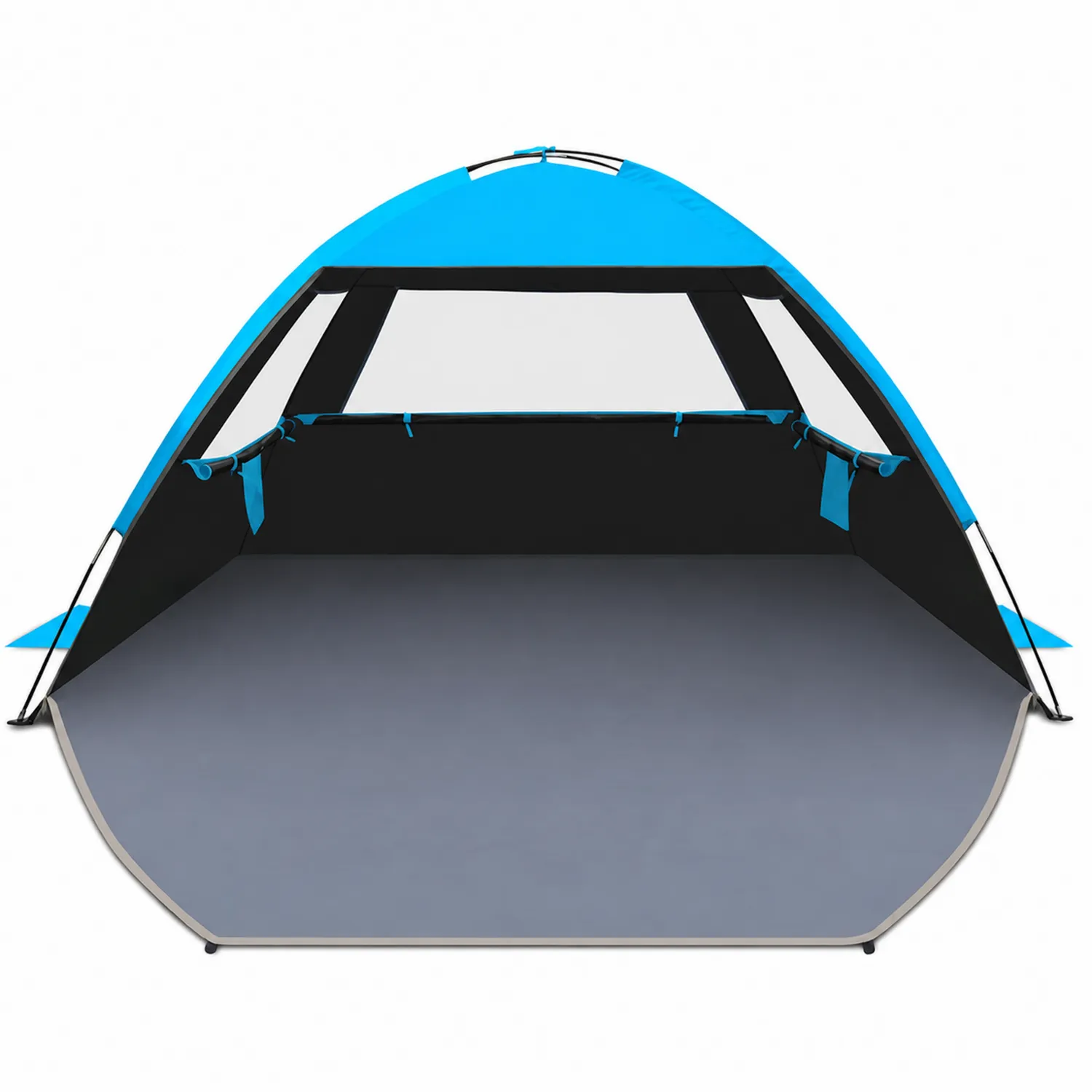 Tente de Plage Demi-Dôme Polyester 200 cm Bleu et Noir