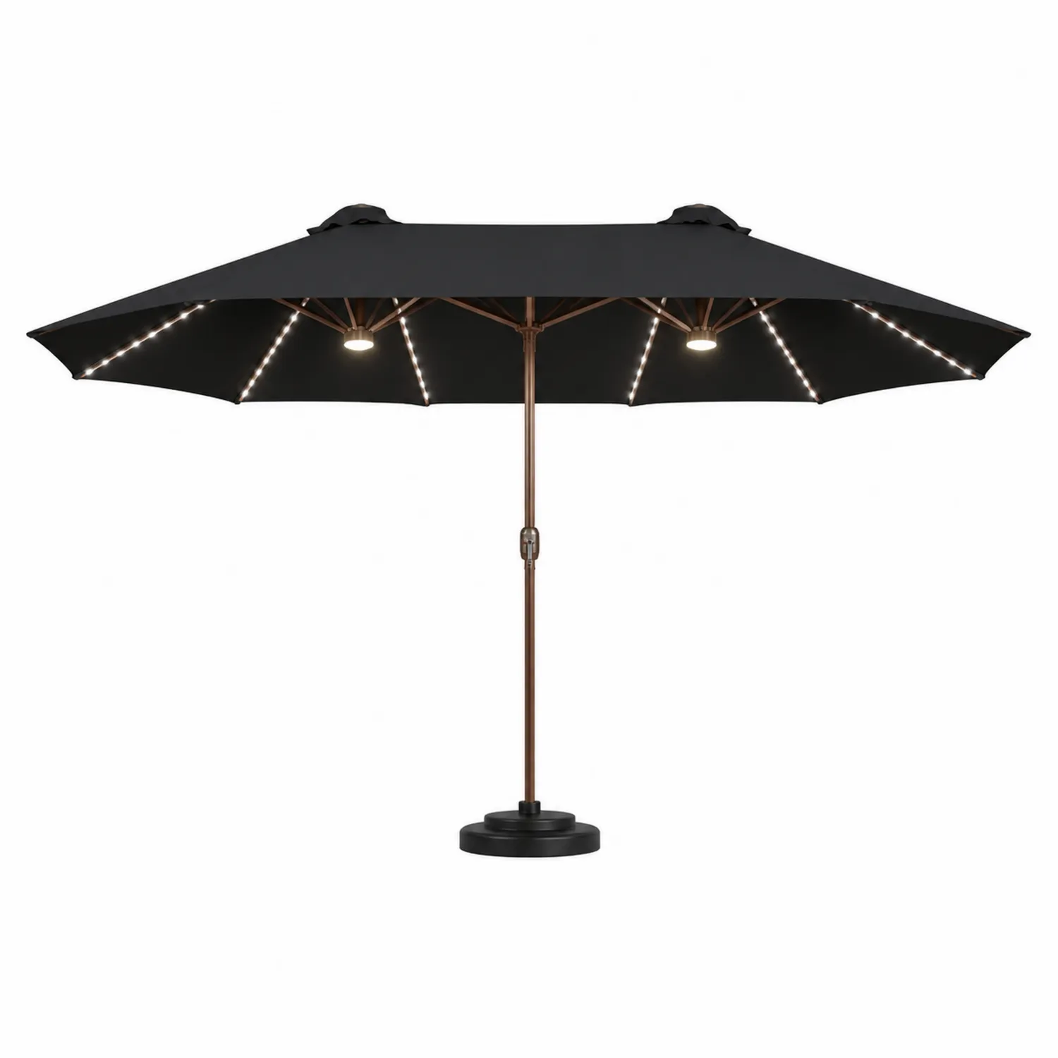 Parasol de jardin rectangulaire avec LED 3x4m Noir Polyester Aluminium