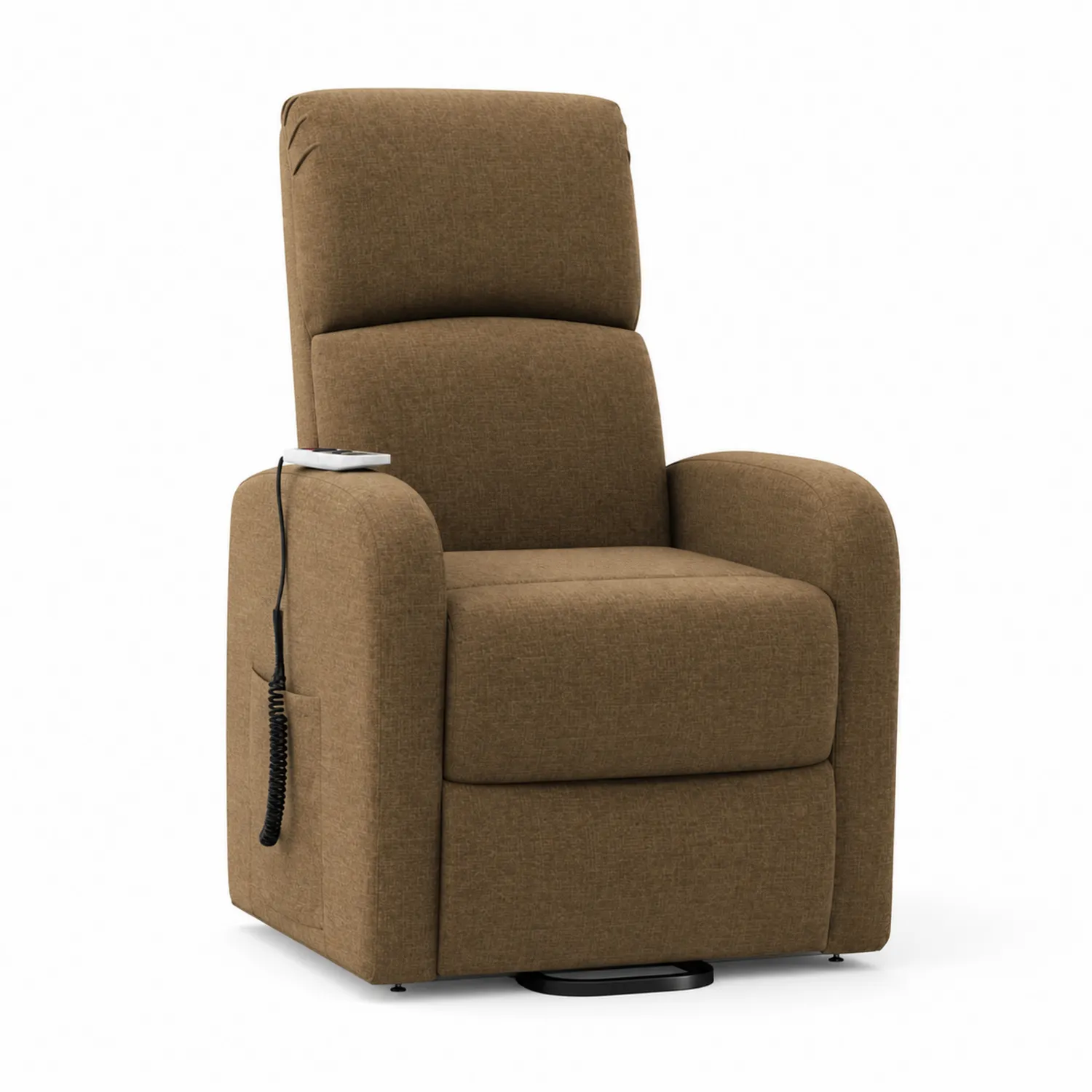 Fauteuil Relax Électrique en Polyester Marron avec Base Pivotante