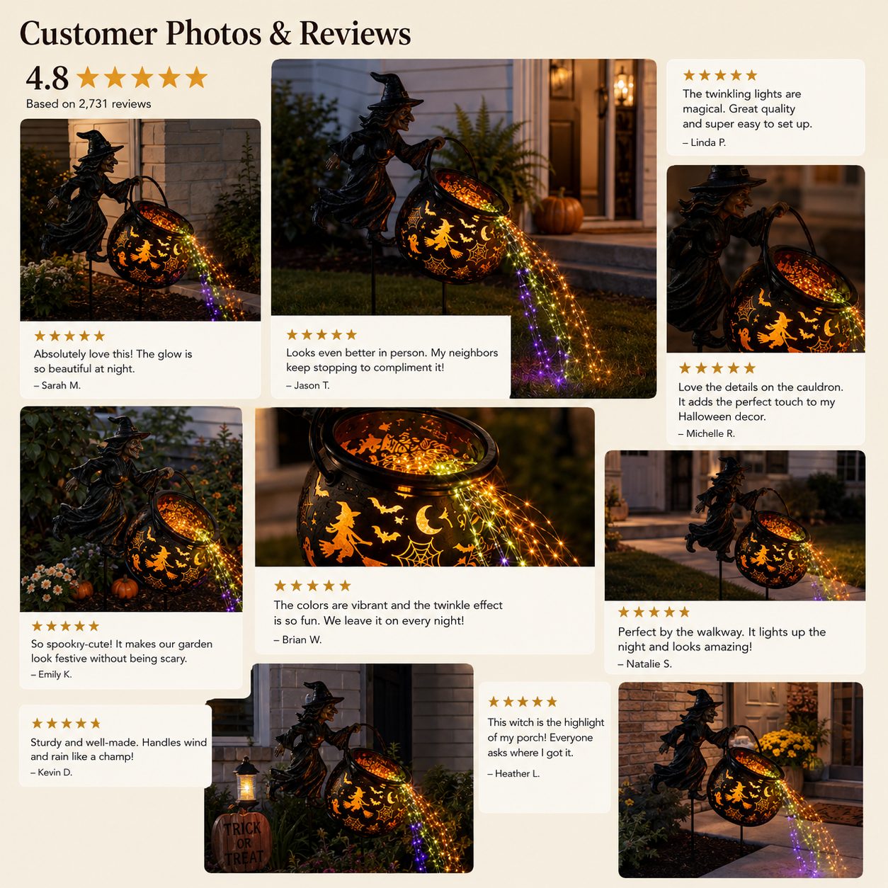 Halloween Witch Cauldron Garden Light