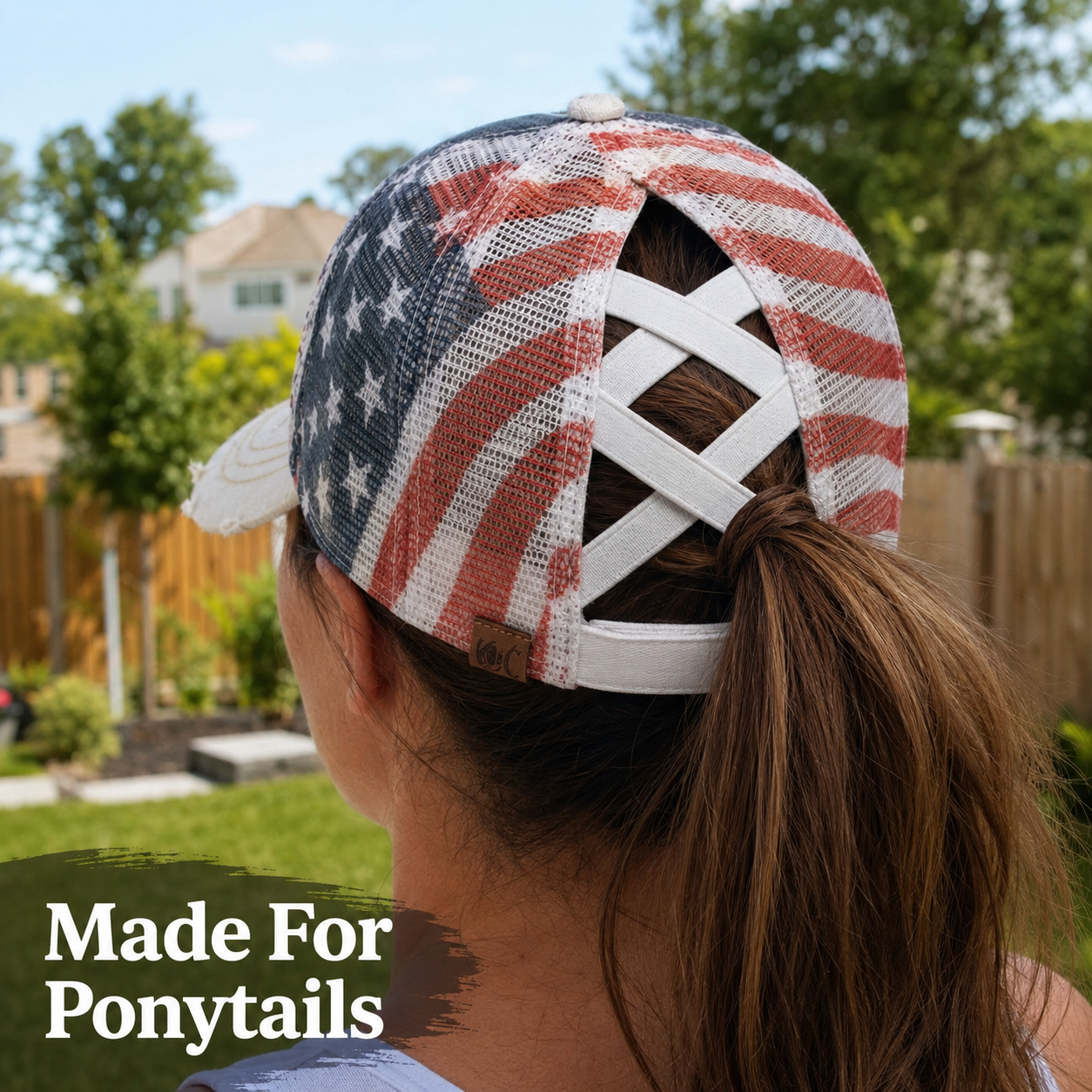 American Flag Ponytail Embroidered Hat