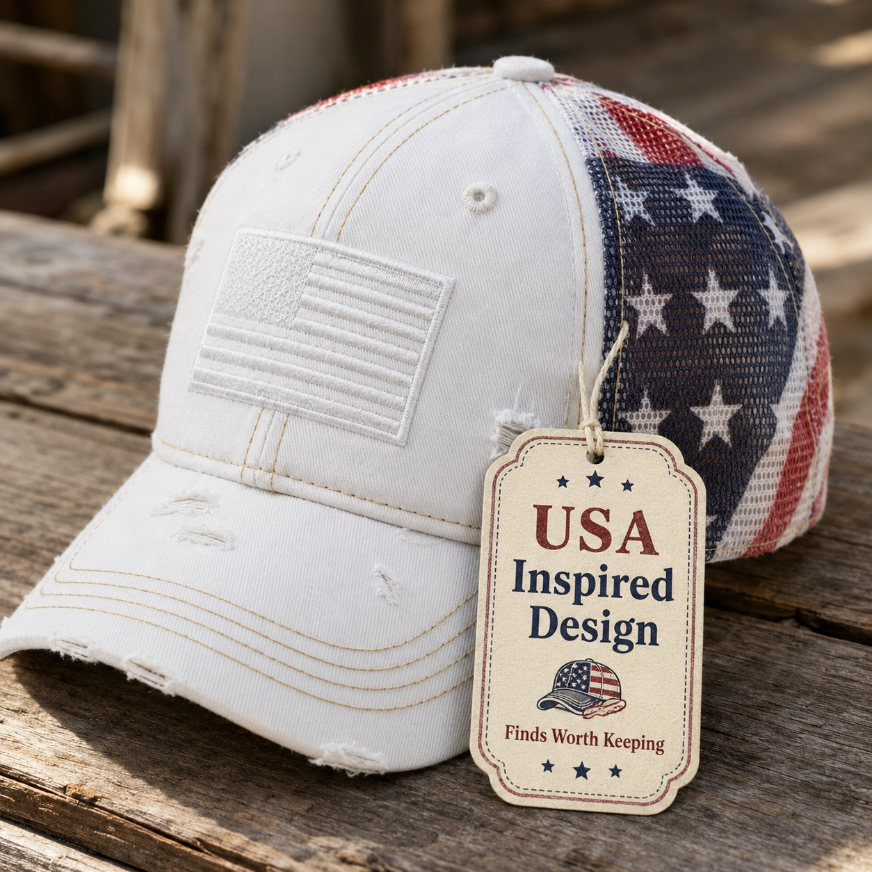 American Flag Ponytail Embroidered Hat