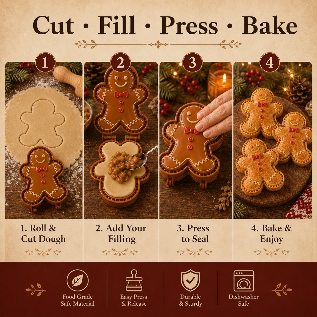 ⏳ Last Day 49% OFF – 🎄 Christmas Mini Pie Mold Collection |
