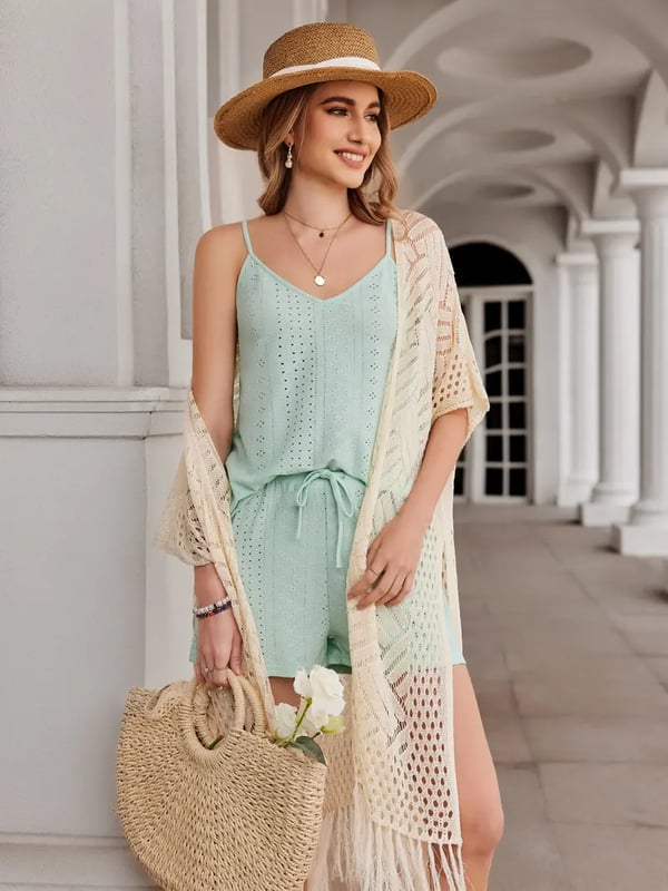 🔥This Week's Special -Women’s Oversized Knit Cardigan – Lightweight Crochet Tassel Kimono -BUY 2 FREE SHIPPING