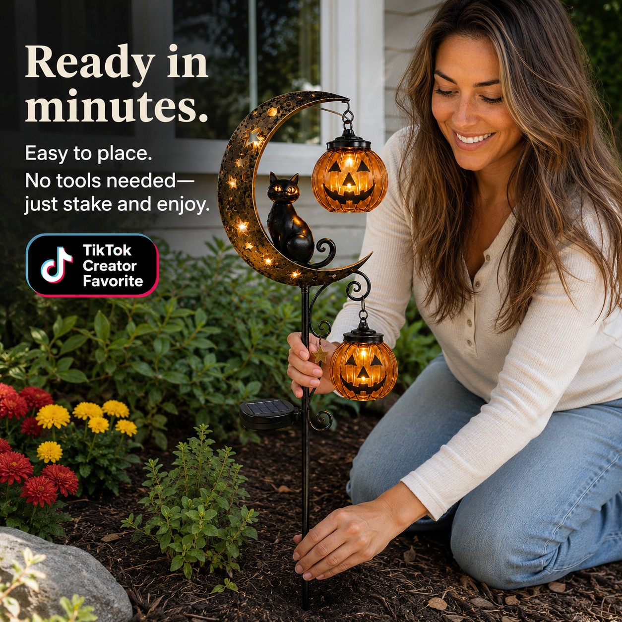 🎃Halloween Early Bird Special Sale 49% OFF-Pumpkin Moon Garden Stake Light