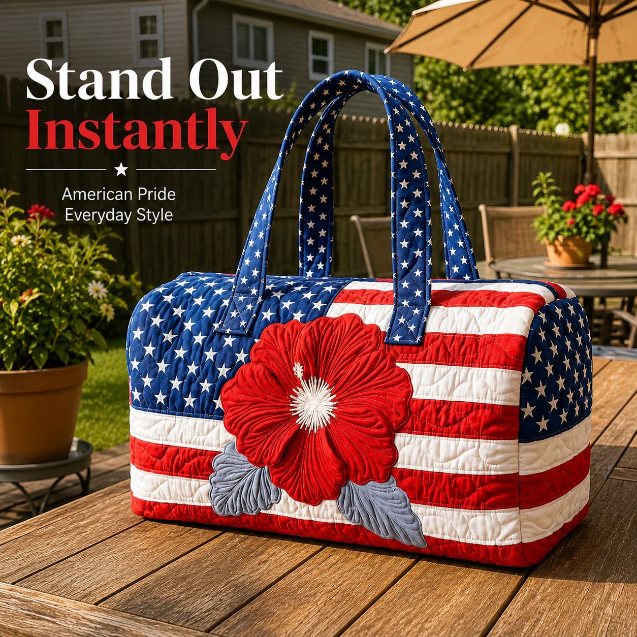 🔥HOT SALE 49% OFF🔥 Floral American Flag Travel Duffel-Buy 2 Free shipping