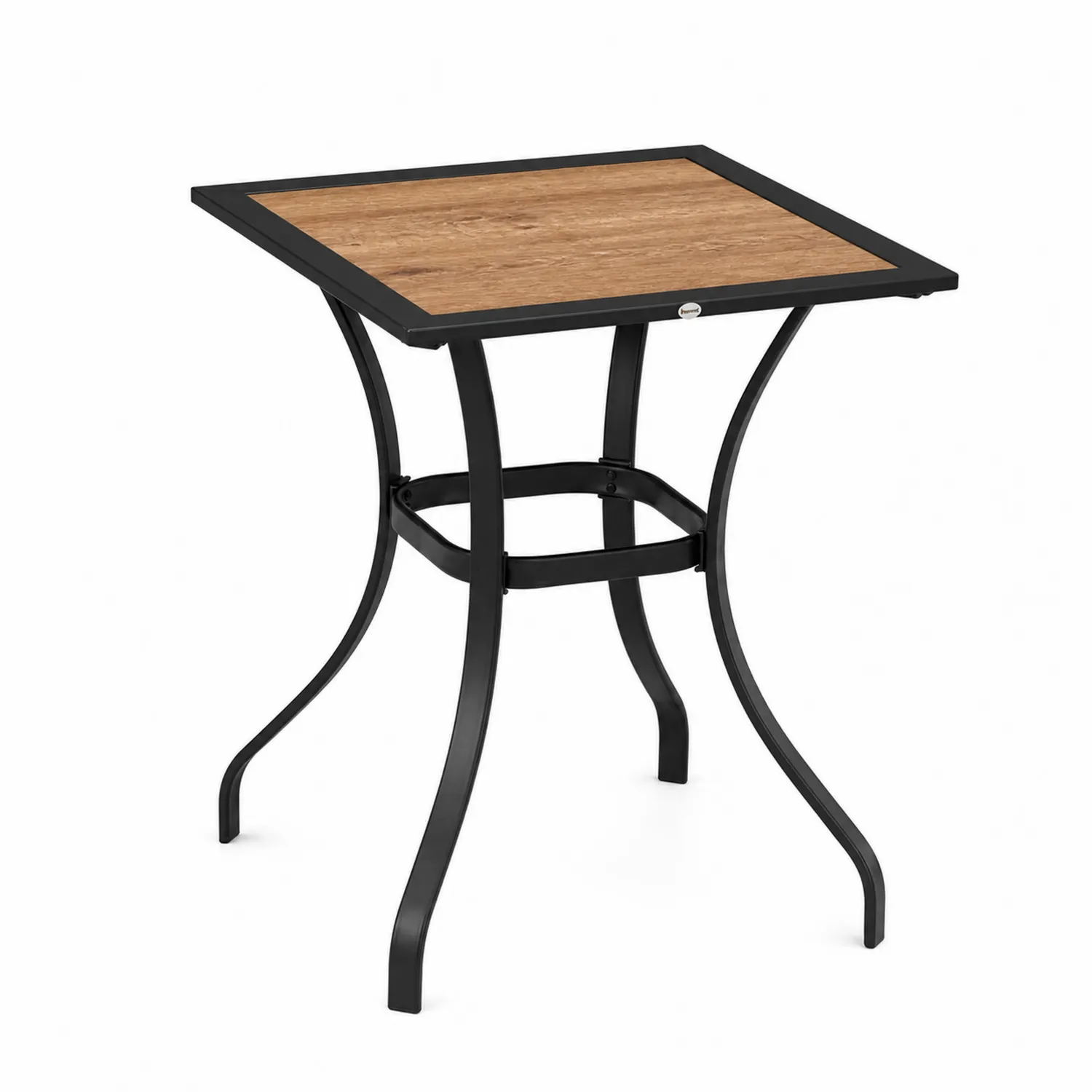 Stół kwadratowy z blatem drewnopodobnym i stalowymi nogami 70x70 cm