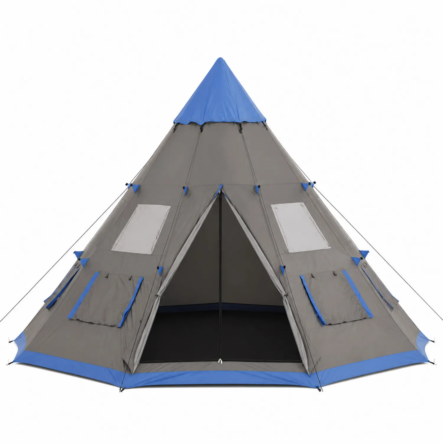 Namiot Tipi Sześciokątny 400cm Poliester Szary/Niebieski