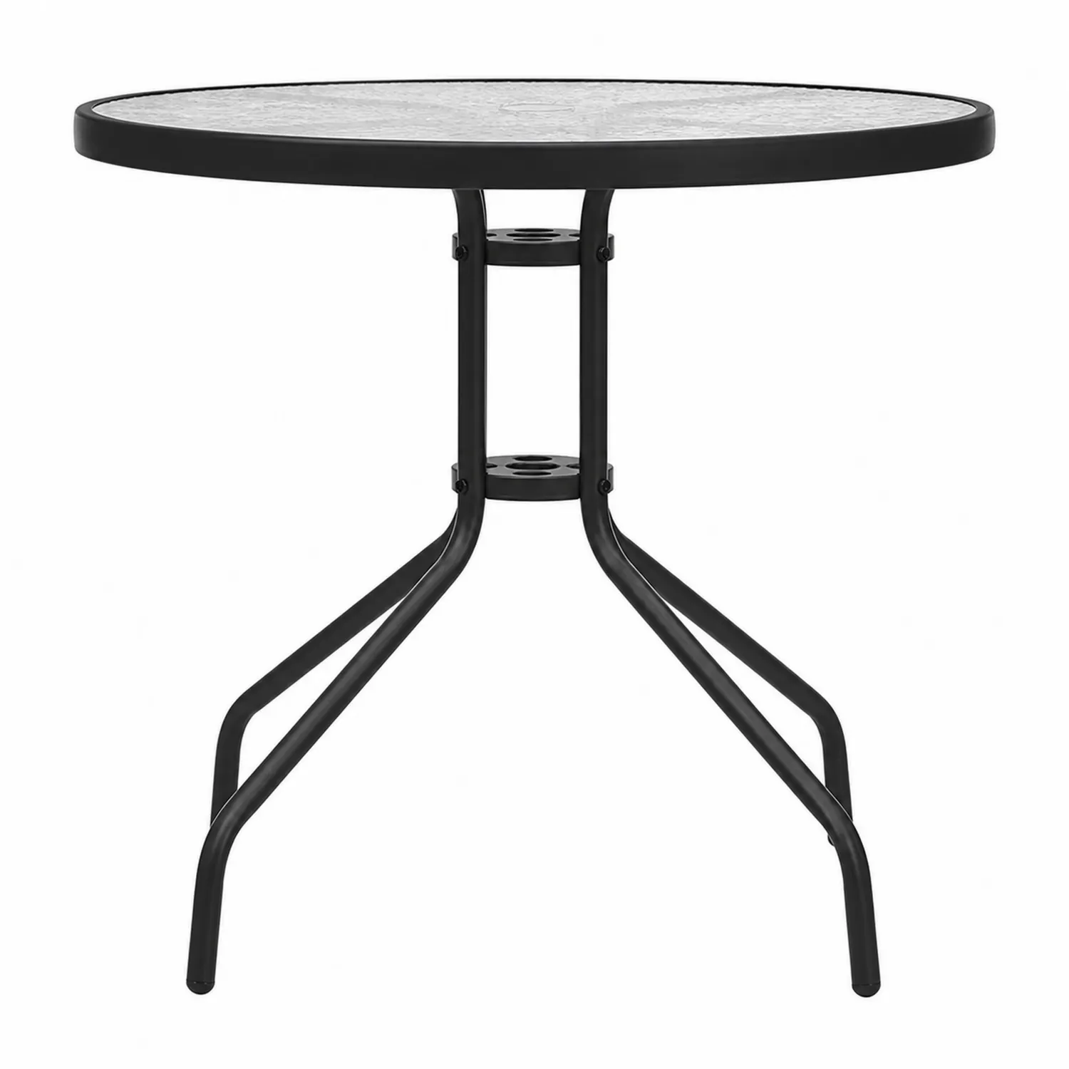 Stół okrągły metalowy ze szkłem hartowanym 80 cm Czarny
