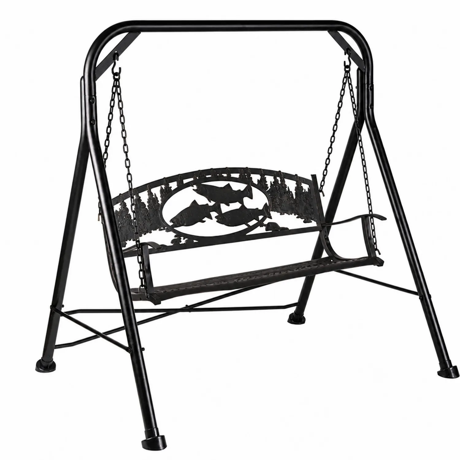 Huśtawka ogrodowa stalowa Czarna 120 cm