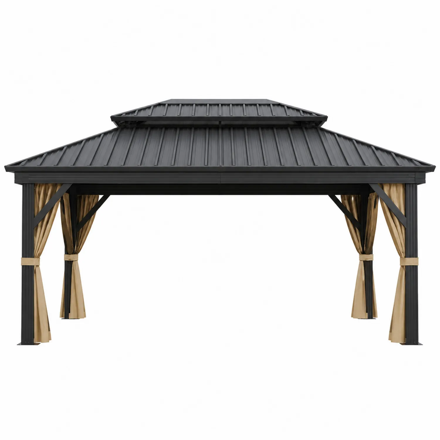 Altana ogrodowa aluminiowa z dachem stalowym, 300x400 cm, Czarna