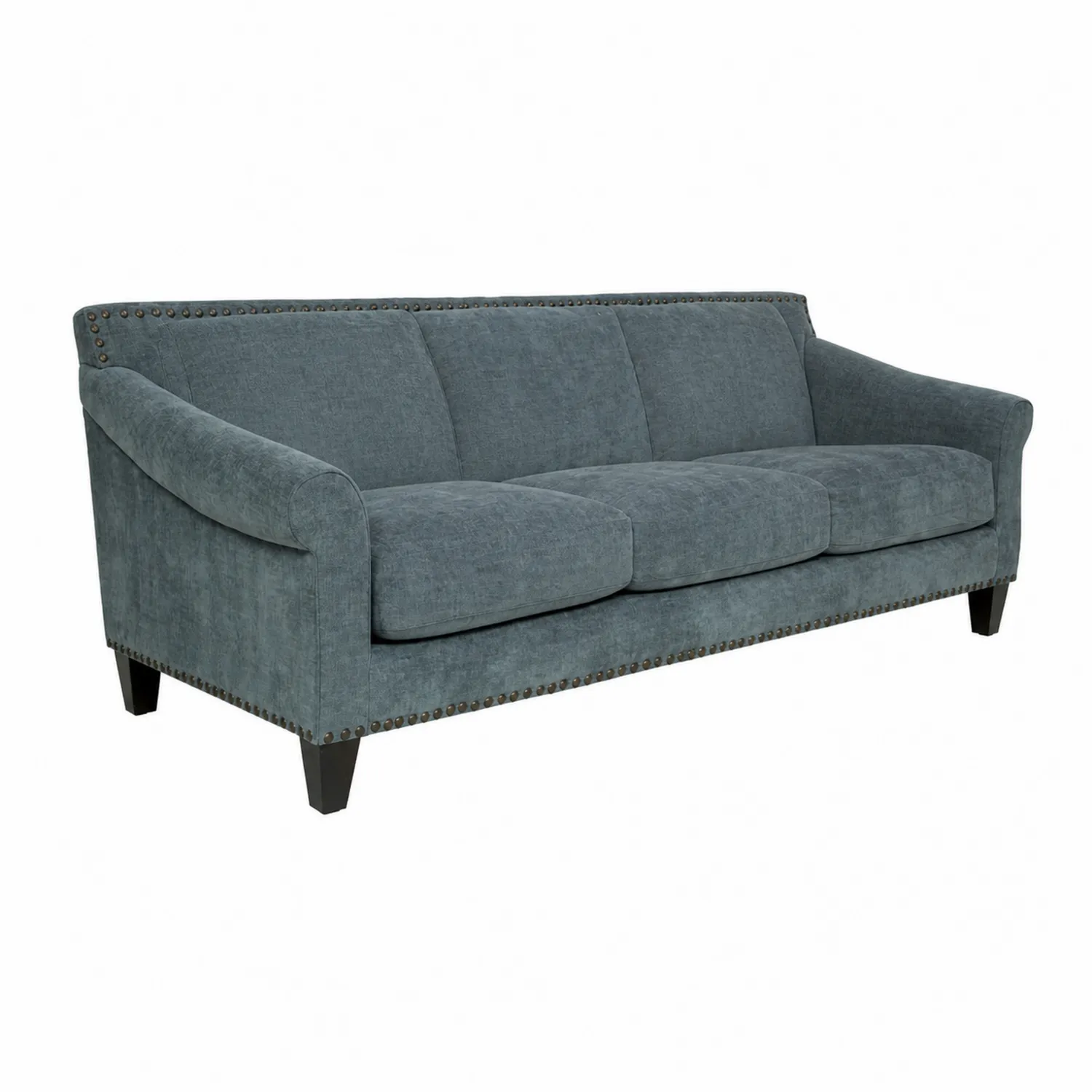 Trzyosobowa sofa z tkaniny bawełnianej 220 cm Niebieski