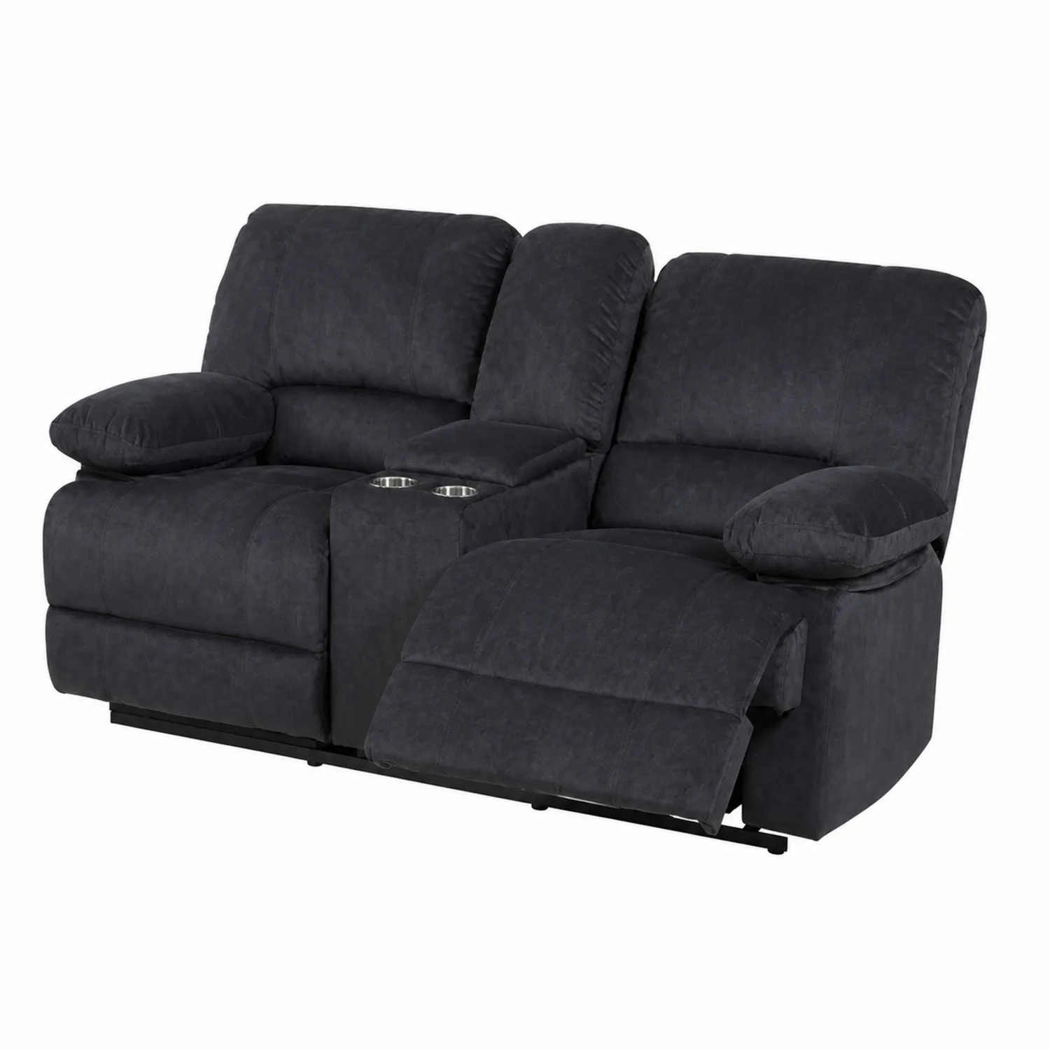 Dwuosobowa sofa rozkładana z tkaniny poliestrowej z uchwytami na napoje, Ciemnoszary