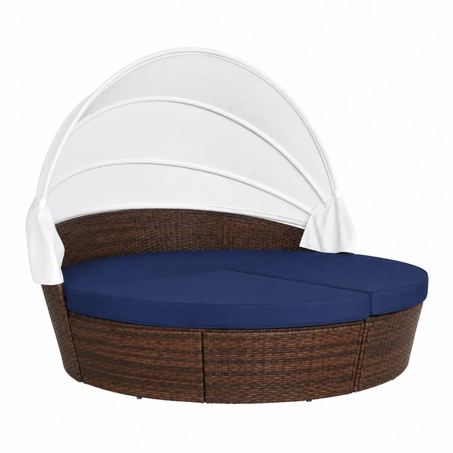 Owalna sofa dwuosobowa z technorattanu z baldachimem