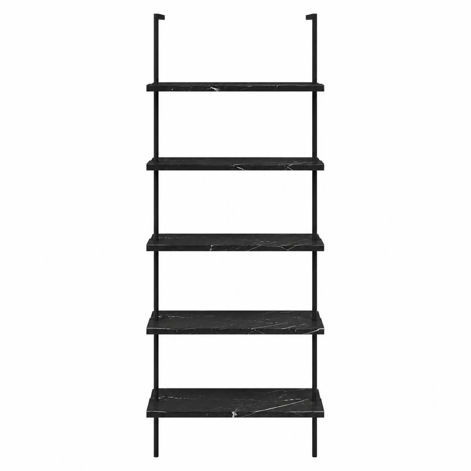 Regał z 5 półkami czarny marmur metal 180 cm