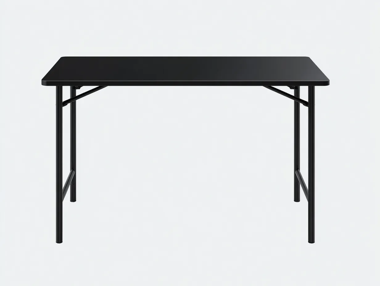 Mesa de comedor 140x80x75 cm - metal negro y tablero rectangular - estilo minimalista funcional