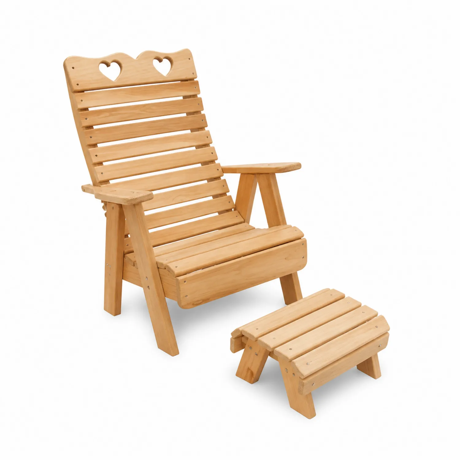 Chaise Adirondack en bois avec repose-pieds et découpe en cœur-Mavtrivaris