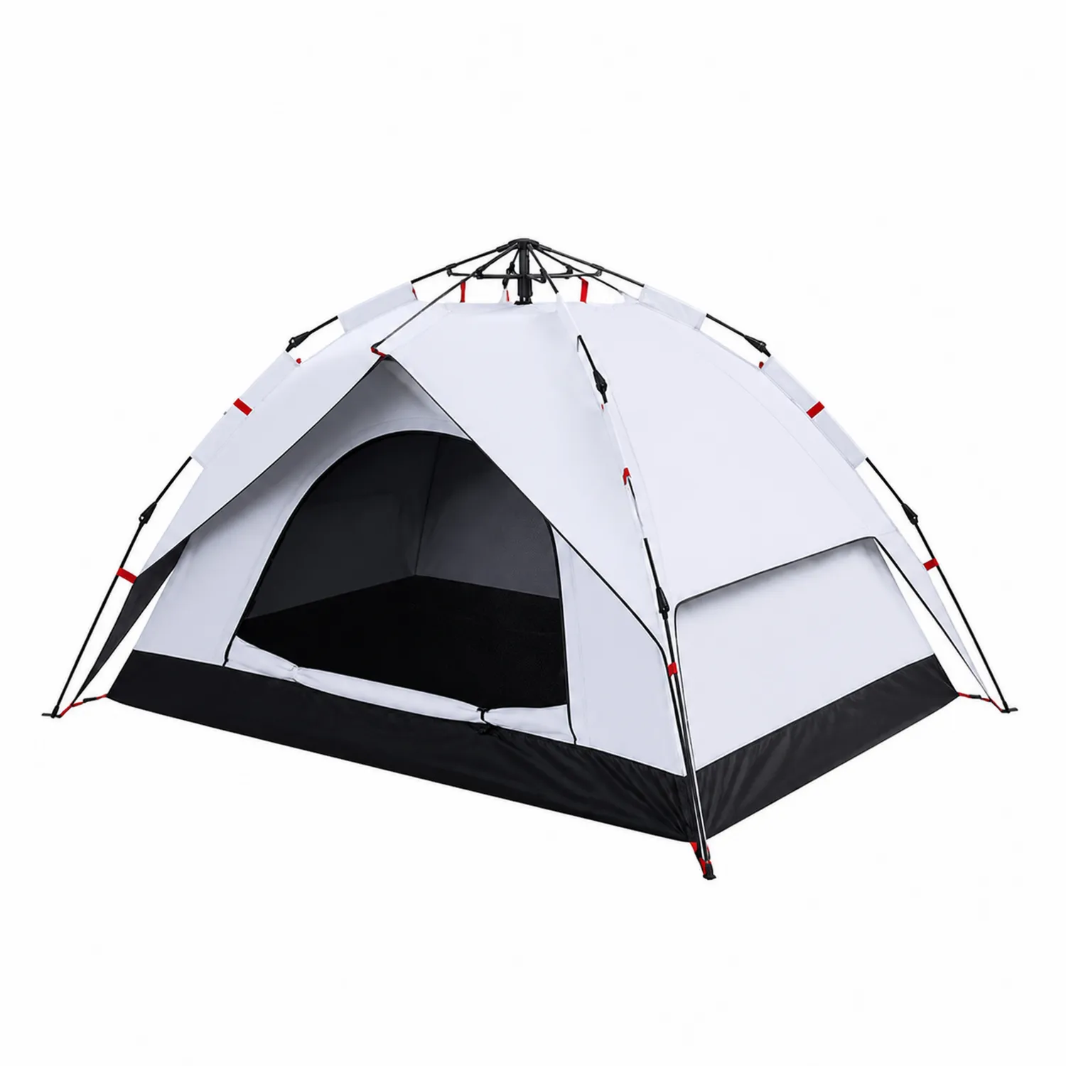 Tente de Camping Dôme 2 Personnes 200x150x120 cm Polyester Blanc et Noir-Mavtrivaris