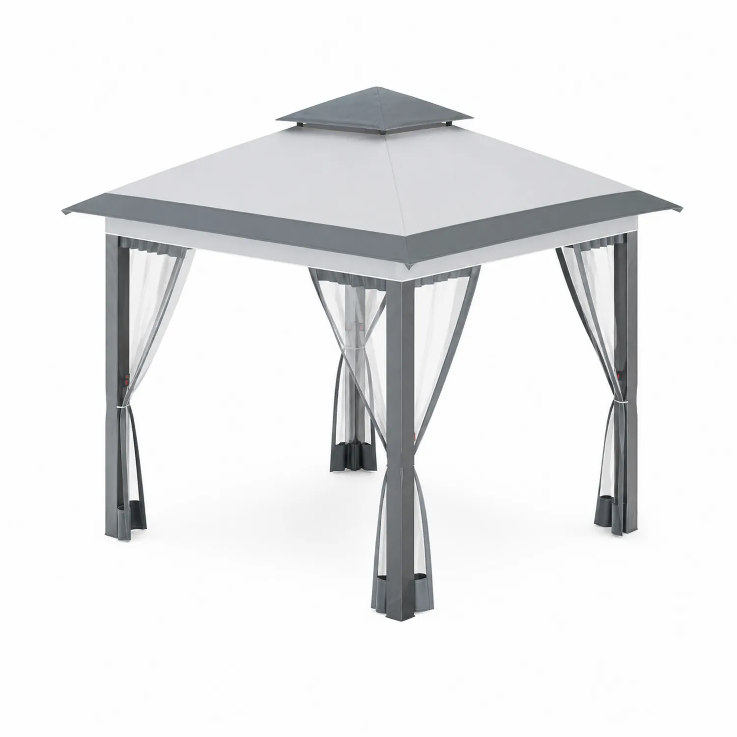 Pavillon de Jardin Carré en Aluminium et Polyester Gris 300x300 cm-Mavtrivaris