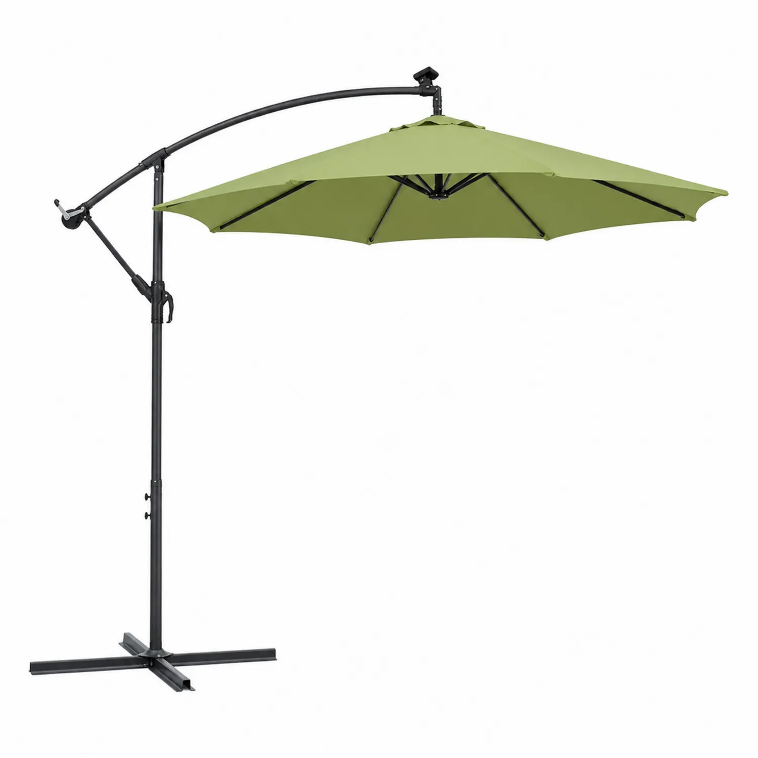 Parasol de jardin rond en polyester avec structure en acier 3m Vert-Mavtrivaris