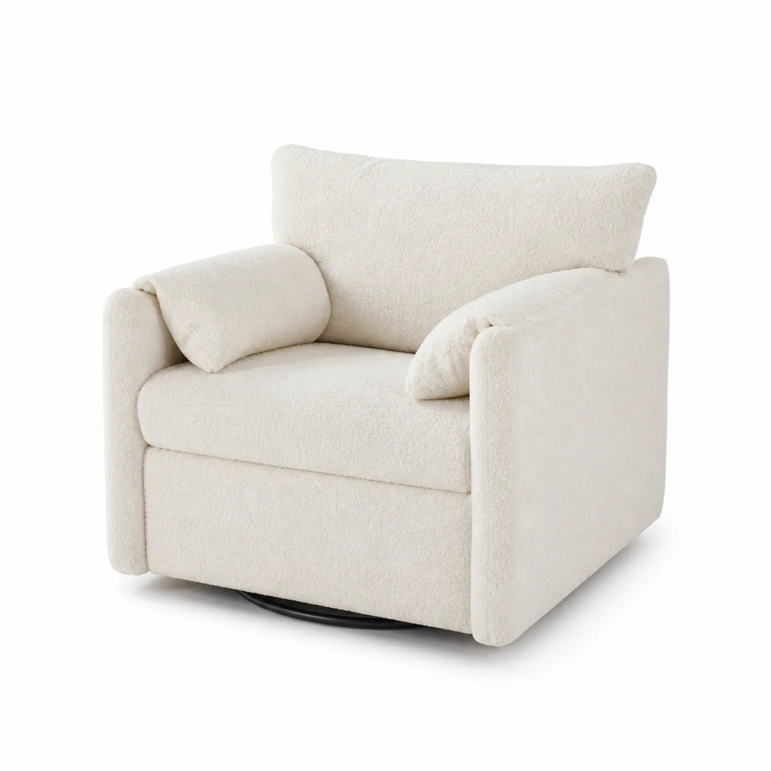 Fauteuil pivotant en tissu bouclé blanc-Mavtrivaris