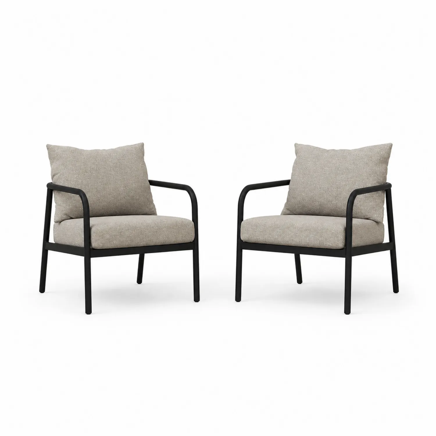 Lot de 2 fauteuils de jardin en métal avec coussins en tissu polyester-Mavtrivaris