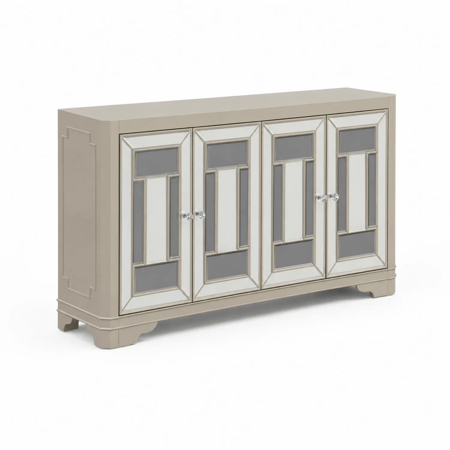 Buffet en Bois avec Portes en Verre Miroir Beige et Gris 160 cm-Mavtrivaris