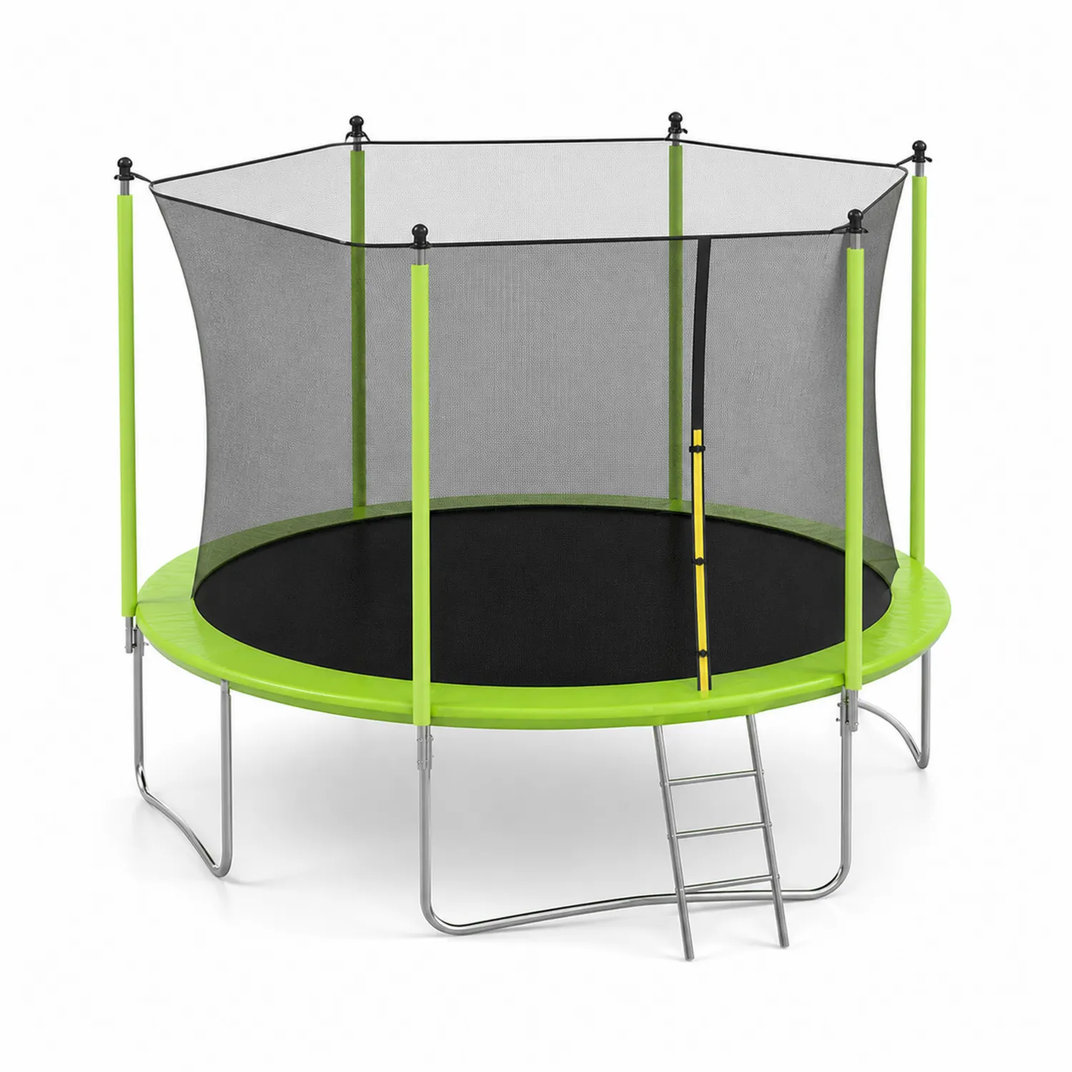 Trampoline de jardin rond avec filet de sécurité en acier vert-Mavtrivaris