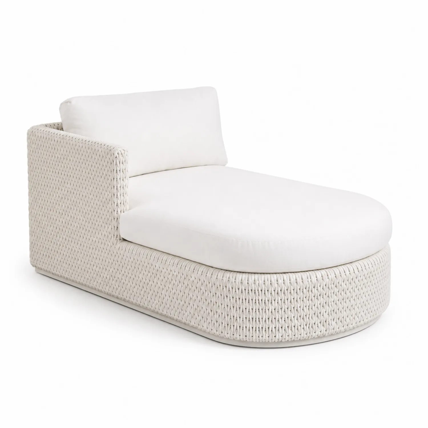 Chaise Longue en Résine Tressée Blanc avec Coussins en Tissu Résistant-Mavtrivaris