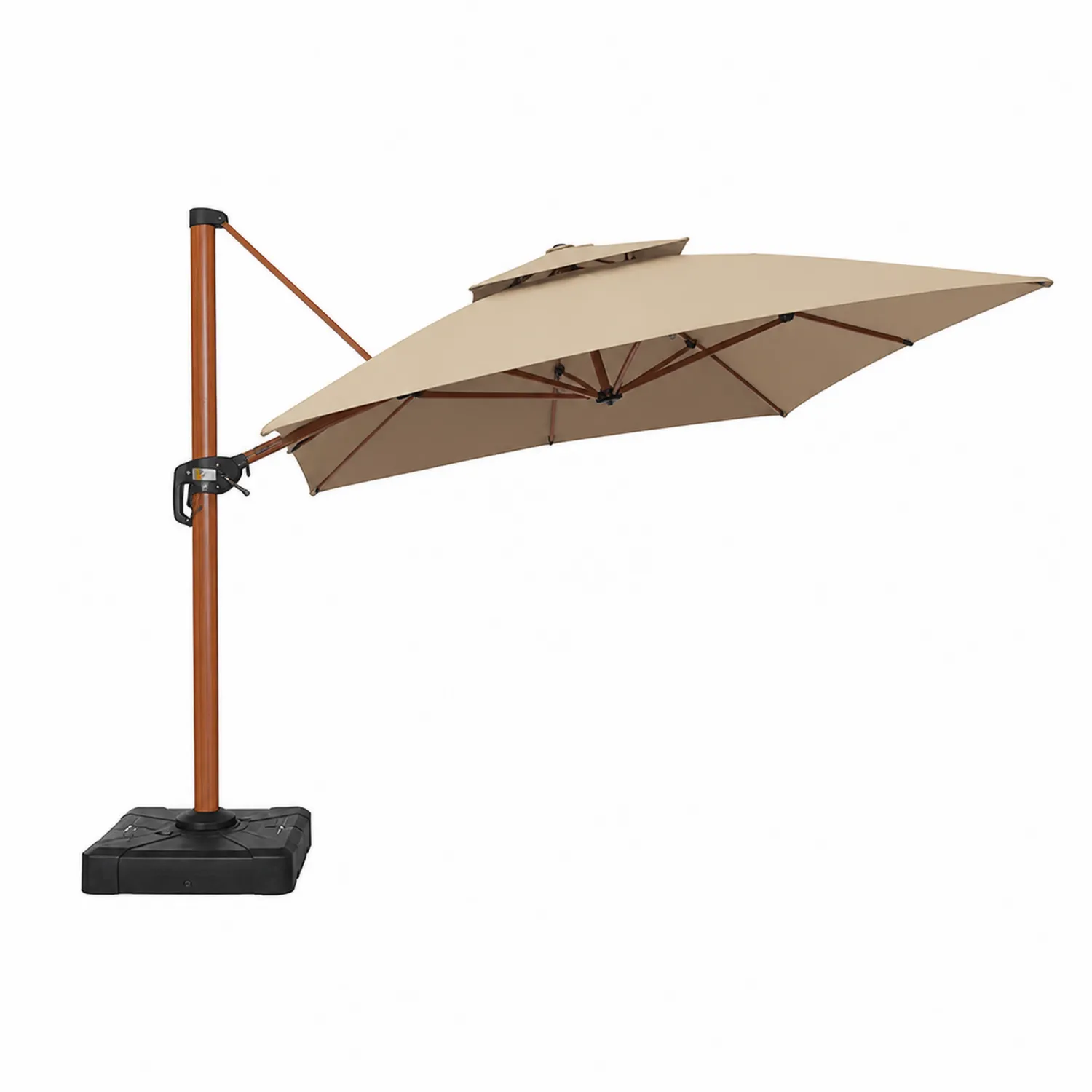 Parasol déporté rectangulaire 300 cm x 400 cm en bois et polyester beige-Mavtrivaris