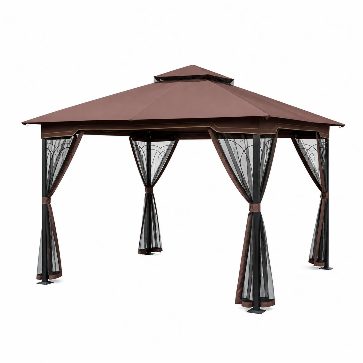 Tonnelle de jardin en acier avec toit en polyester et moustiquaire-Mavtrivaris