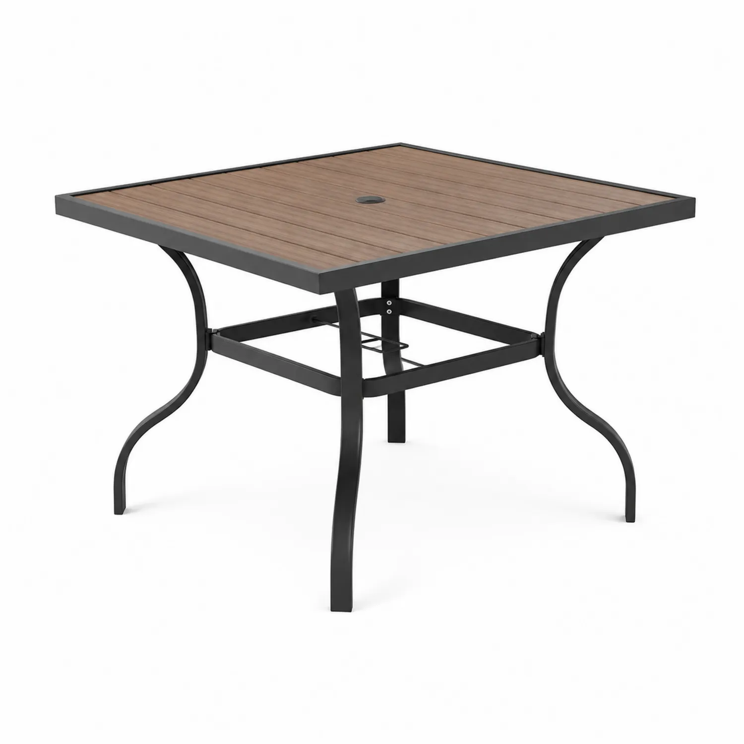 Table de jardin carrée en métal et bois composite 80x80 cm-Mavtrivaris